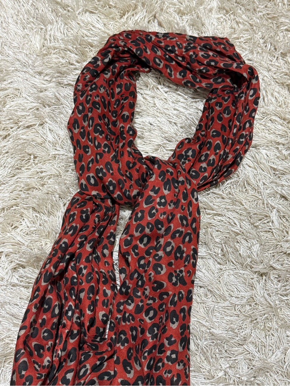 Nordstrom Wrap Scarf Lightweight Leopard Print Red and Black Shawl One Size - Picture 3 of 9
